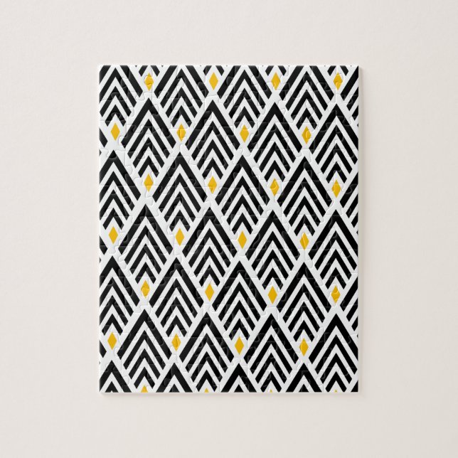 Puzzle Art Deco Arrows with Gold Accent Pattern (Vertical)