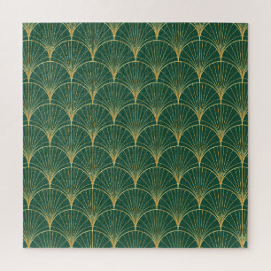Puzzle Art Deco de la hoja de palma verde