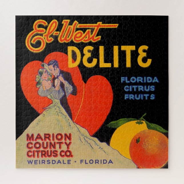 Puzzle Art deco de Los Ángeles 1930 Delite Florida Citrus (Vertical)