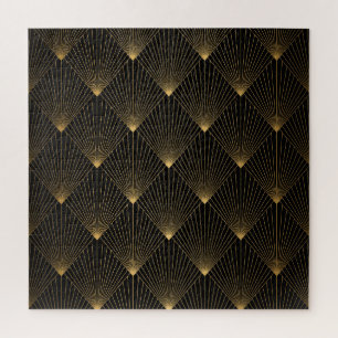 Puzzle Art Deco: Elegancia dorada negra.