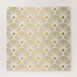 Puzzle Art Deco: Elegancia Oro-Blanco.