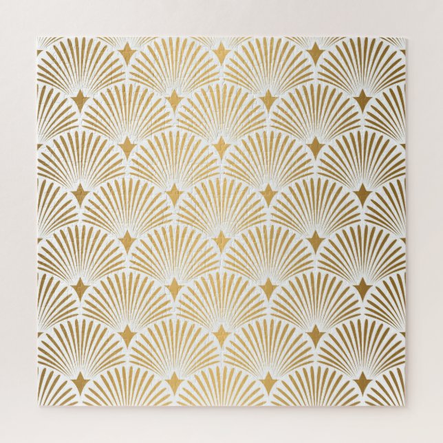 Puzzle Art Deco: Elegancia Oro-Blanco. (Vertical)