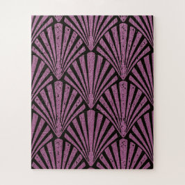 Puzzle Art Deco, patrón de ventilador, rosa, negro, metál