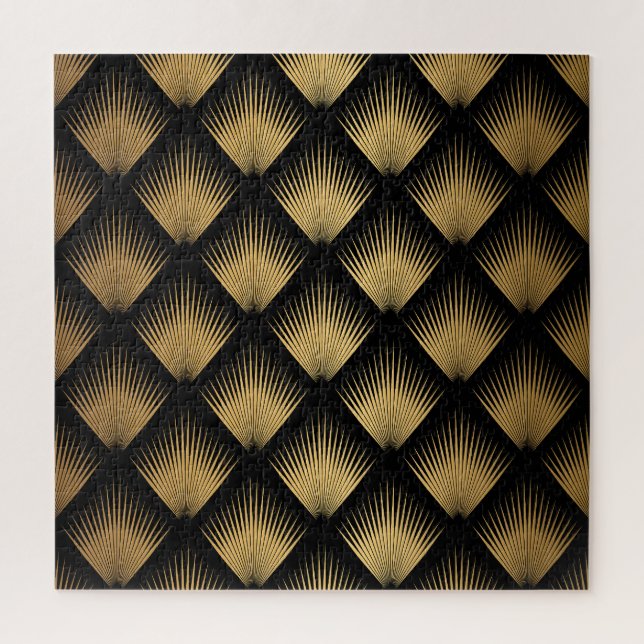Puzzle Art Deco, patrón oro negro. (Vertical)