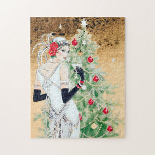 Puzzle art deco retro vintage navidad