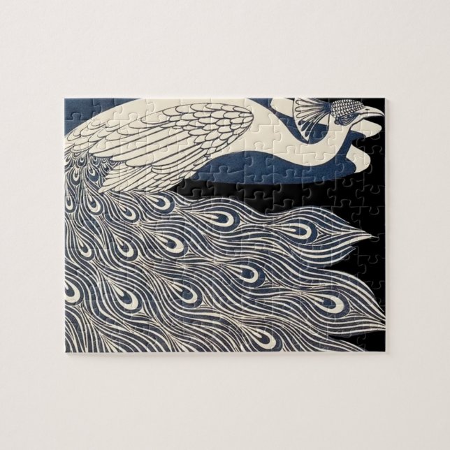 Puzzle Art Nouveau azul de Peacock (Horizontal)