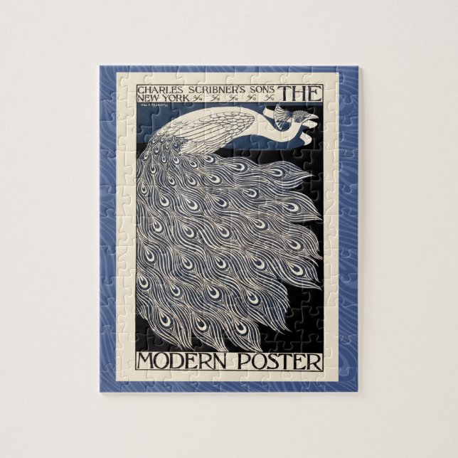 Puzzle Art Nouveau azul de Peacock (Vertical)