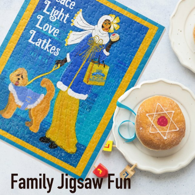 Puzzle Art Nouveau Deco Hannukah Doodle Perro (A Hanukkah jigsaw puzzle for the 8 days. Several sizes available.)