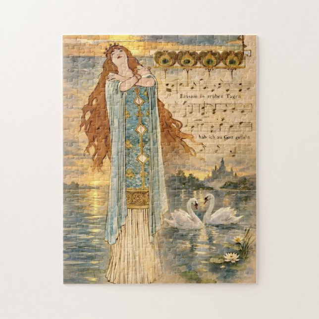 Puzzle Art Nouveau Elsa Lohengrin Poster with Swans  (Vertical)