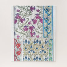 Art Nouveau flor de cardo floral arte textil