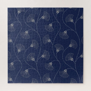 Puzzle Art Nouveau floral crema índigo