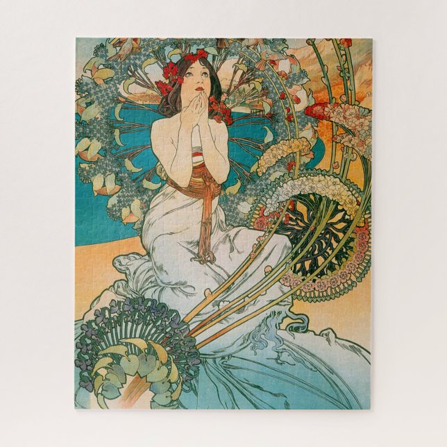 Puzzle Art Nouveau Mucha oscura mujer haitiana (Vertical)