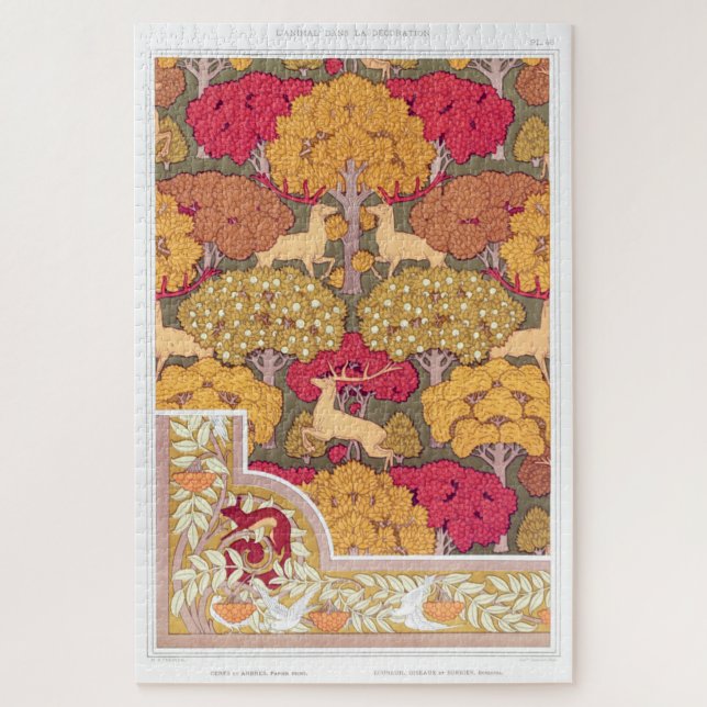 Puzzle Art Nouveau otoño árboles y venado Verneuil (Vertical)