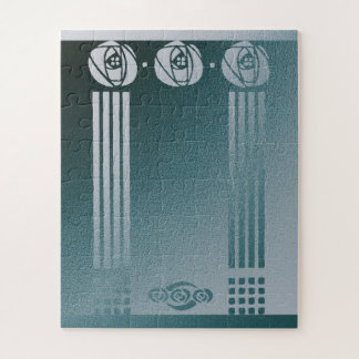 Puzzle Art Nouveau verde azulado, Charles Mackintosh, dis