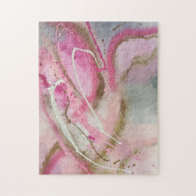 Puzzle Arte abstracto de color rosa pastel en latas (Vertical)