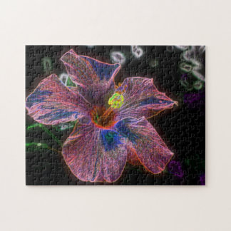 Puzzle Arte abstracto de flores eléctricas de Hibiscus