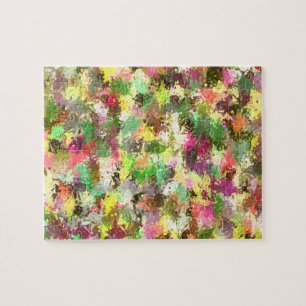 Puzzle Arte abstracto de hojas con salpicaduras de pintur