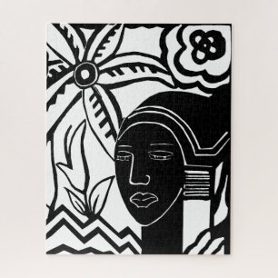 Puzzle arte abstracto de tinta negra en la jungla african