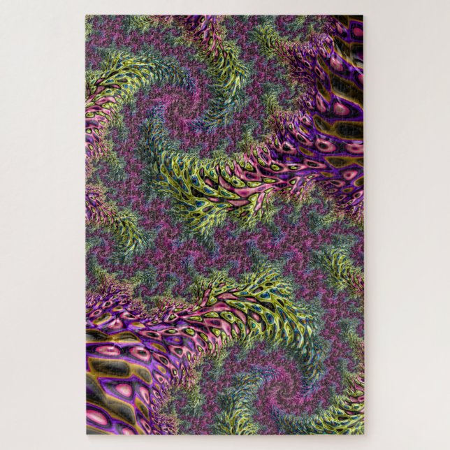 Puzzle Arte abstracto digital fractal divertido funky gro (Vertical)