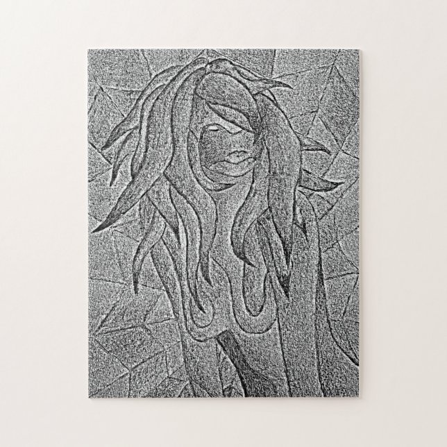 Puzzle arte abstracto en blanco y negro representando a u (Vertical)