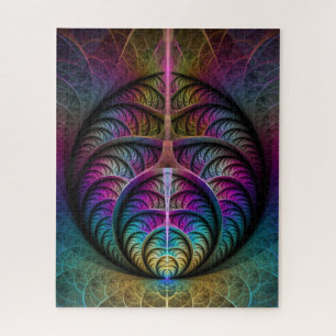 Puzzle Arte abstracto fractal colorido con patrones aluci