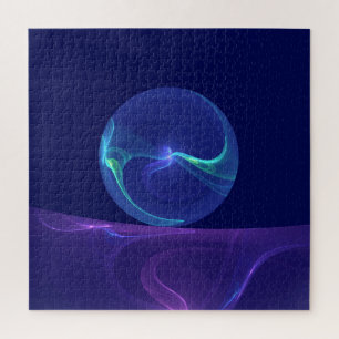 Puzzle Arte abstracto fractal de sueño azul púrpura lumin