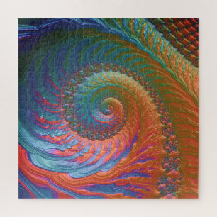 Puzzle Arte abstracto fractal en espiral con gradiente co