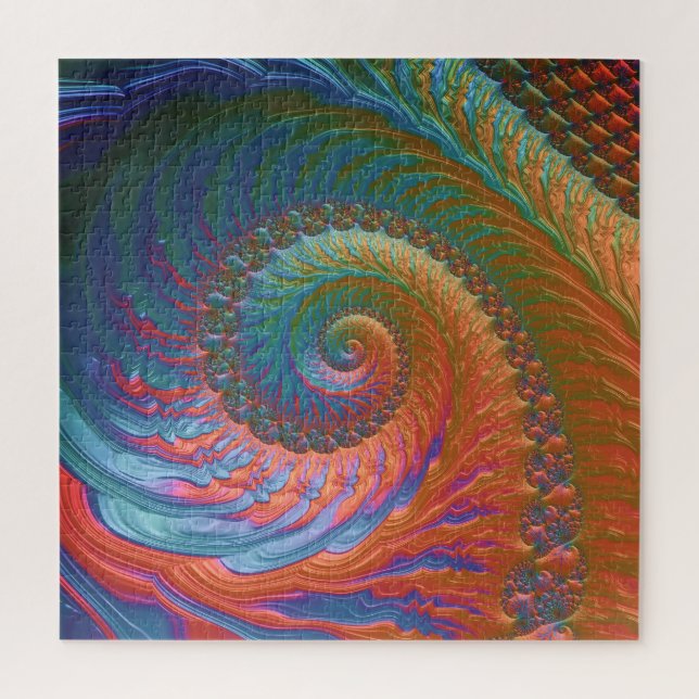 Puzzle Arte abstracto fractal en espiral con gradiente co (Vertical)
