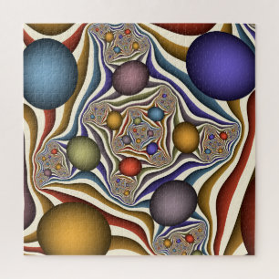 Puzzle Arte abstracto fractal moderno colorido que vuela
