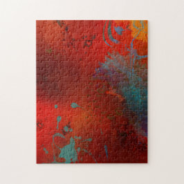 Puzzle Arte abstracto grunge rojo, acuático y dorado