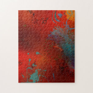 Puzzle Arte abstracto grunge rojo, acuático y dorado