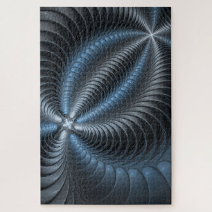Puzzle Arte abstracto moderno fractal 3D gris azul plásti