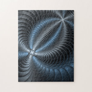 Puzzle Arte abstracto moderno fractal 3D gris azul plásti