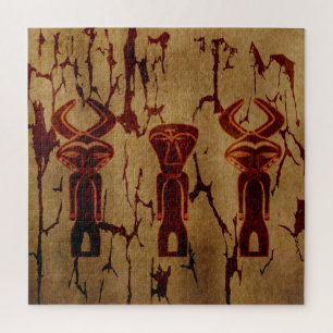 Puzzle Arte abstracto vintage de dibujo facial tribal afr
