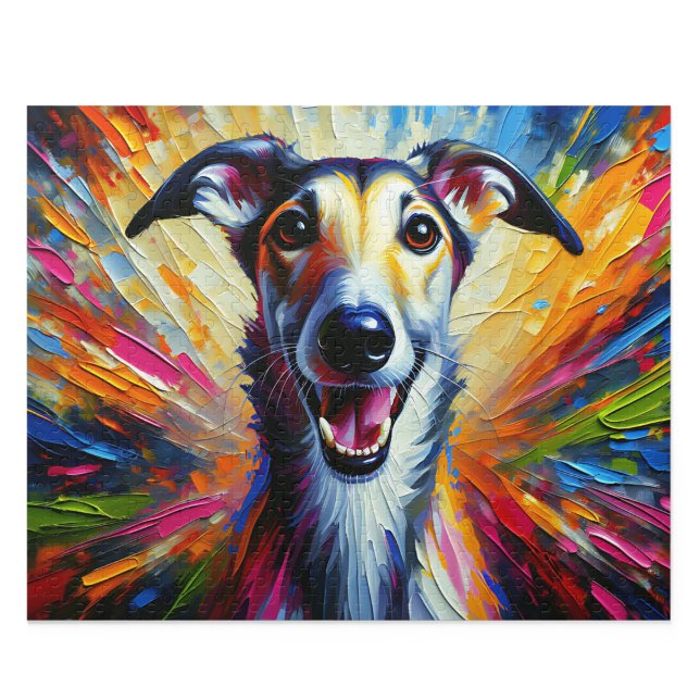 Puzzle Arte Acrílico Lurcher: Perro Largo Fawn Brindle (Lurcher Acrylic Art: Fawn Brindle Long Dog
)