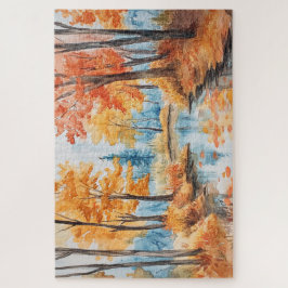 Puzzle Arte Acuarela de Bosque Otoñal