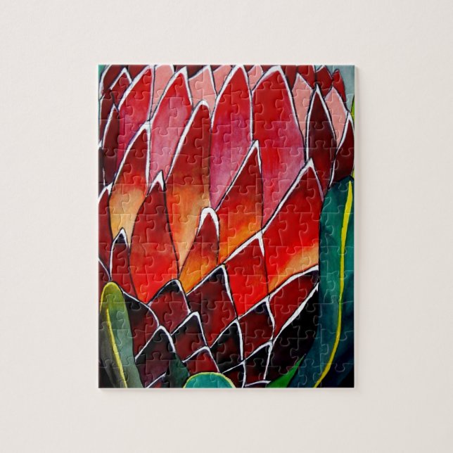 Puzzle Arte acuarela original de la flor Protea Roja (Vertical)