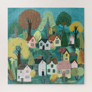 Puzzle Arte acuático de Ilustracion de pueblo cutáneo