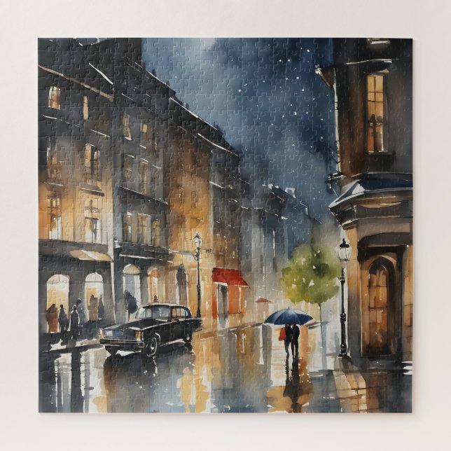 Puzzle Arte acuático de la ciudad lluviosa (Vertical)