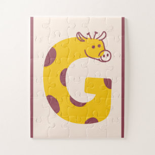 Puzzle Arte alfabético de jirafa con la letra "G"