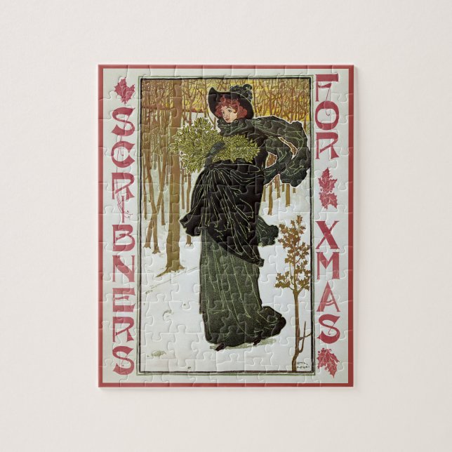 Puzzle Arte antiguo de Navidad Nouveau cubierta de Scribn (Vertical)