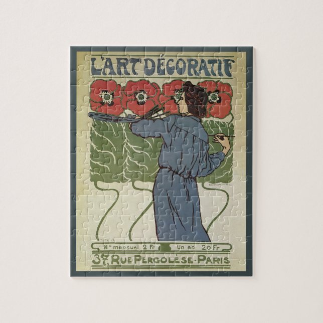 Puzzle Arte antiguo modernista, artista pintando flores d (Vertical)