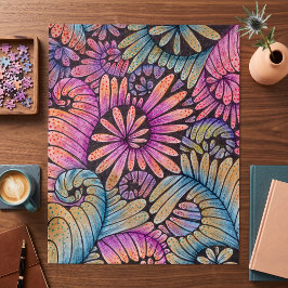 Puzzle Arte botánico de terapia intrincado boho zen doodl