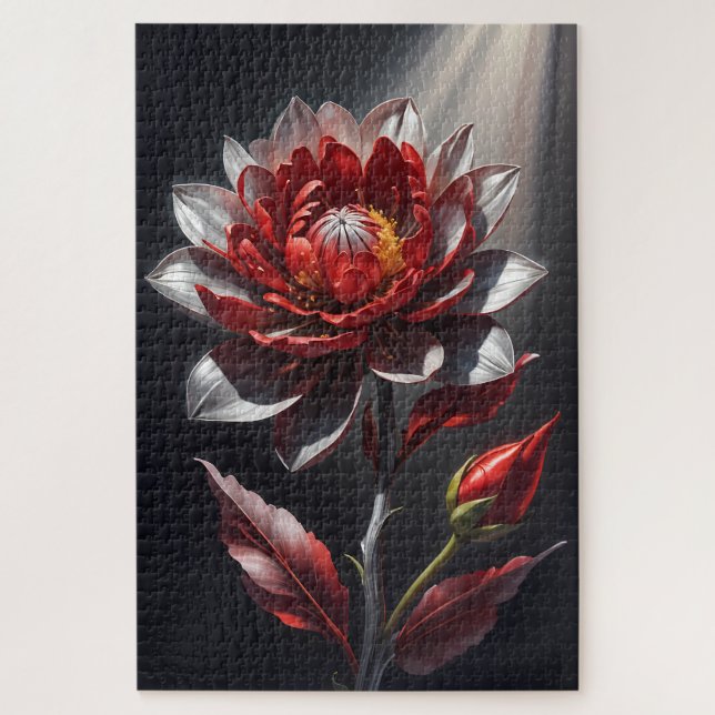 Puzzle Arte Botánico Floral Blanco Rojo (Vertical)