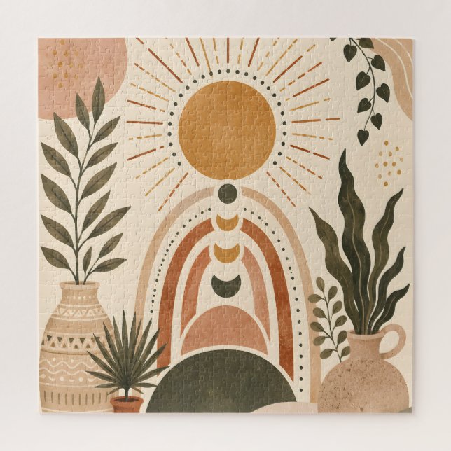 Puzzle Arte botánico y sol boho (Vertical)