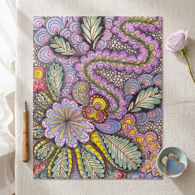 Puzzle Arte caprichoso de flores pastel dibujado a mano (Subido por el creador)