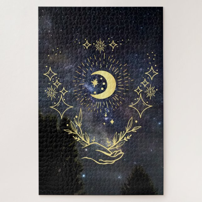 Puzzle Arte celeste Luna y estrellas (Vertical)