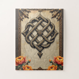 Puzzle Arte celta y esplendor floral en tonos cálidos. 