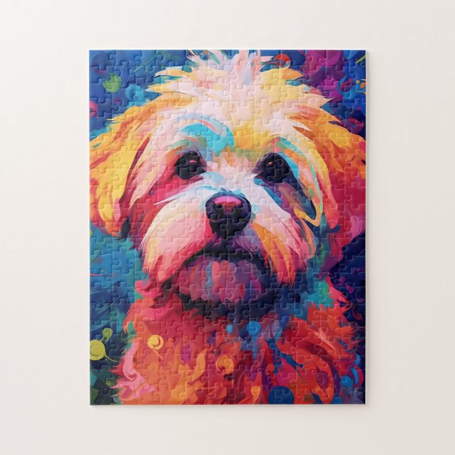 Puzzle Arte colorido de perros malteses (Vertical)