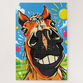 Puzzle Arte Cómic de Dibujos Animados de Caballo Sonrient